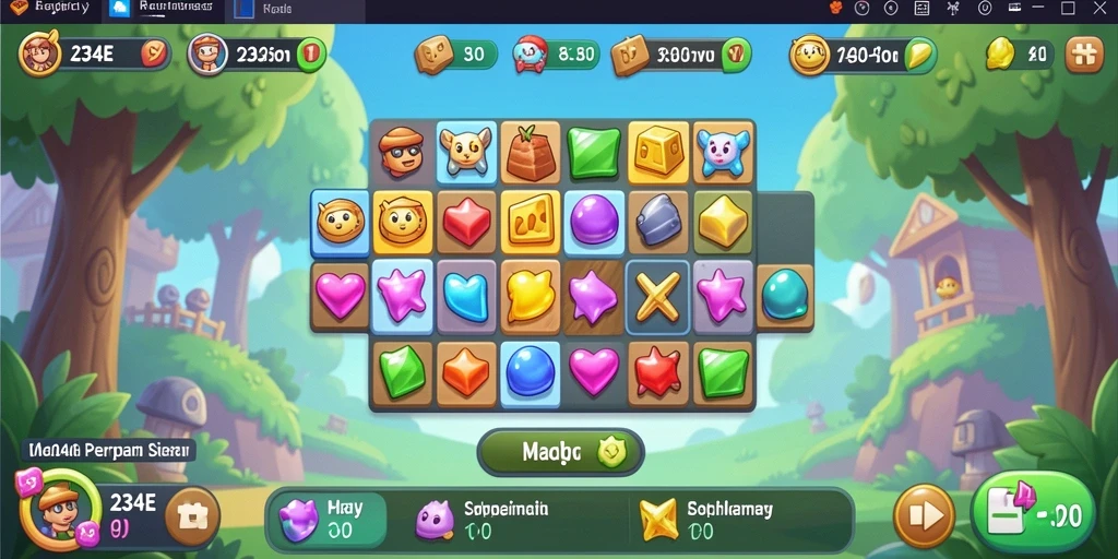 Tangkapan layar gameplay seru 234E dengan level Match-3.