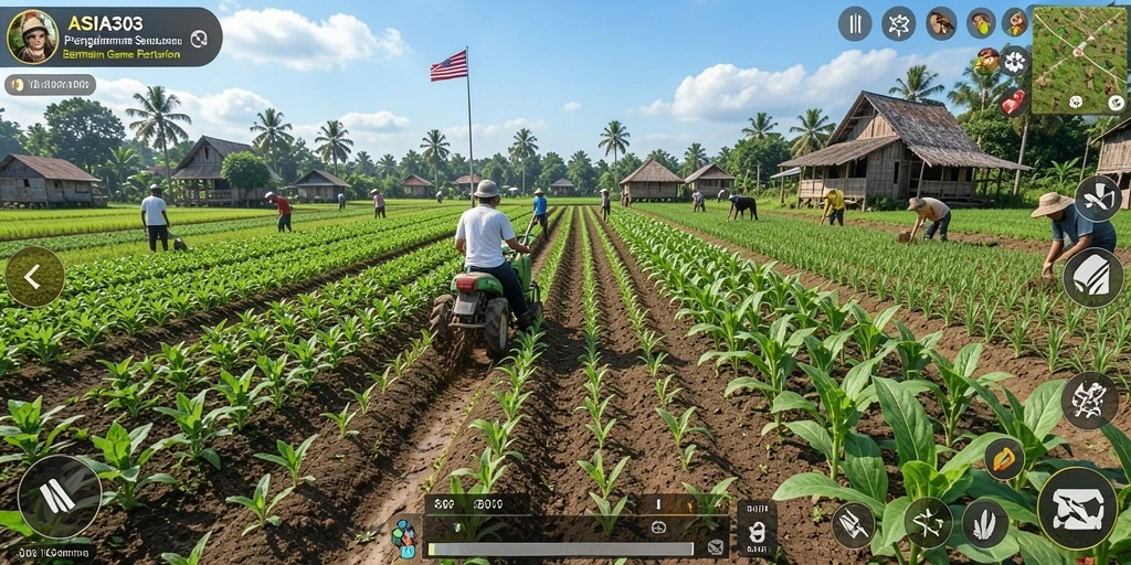 Tampilan gameplay <strong>ASIA303</strong> yang menampilkan proses bertani yang seru.