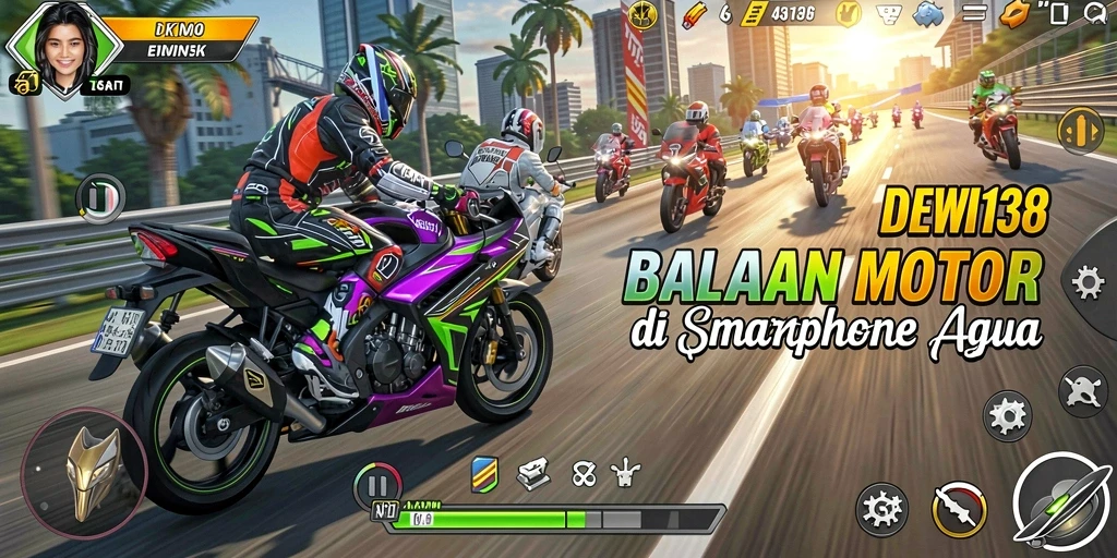 Screenshot DEWI138 menunjukkan aksi balapan motor yang seru dan menegangkan.