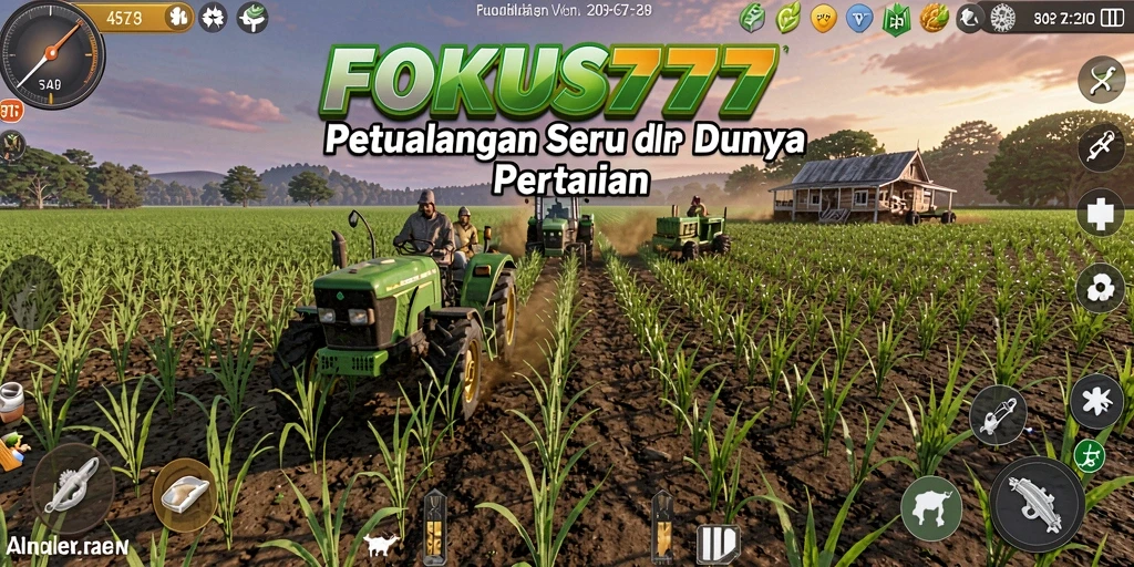 Tampilan screenshot FOKUS777 yang menampilkan berbagai tanaman dan hewan di ladang.