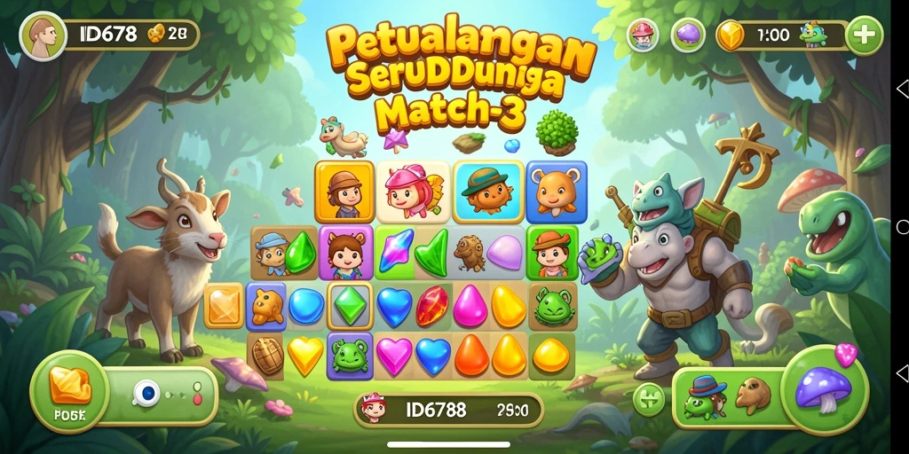 Tampilan gameplay ID678 yang menantang dengan berbagai warna cerah.