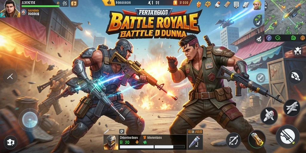 Tampilan gameplay menegangkan dalam pertempuran JKTOK Battle Royale.