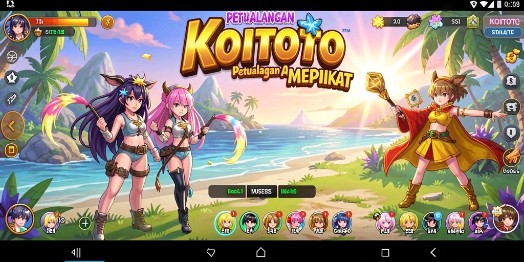 Screenshot utama KOITOTO menunjukkan aksi seru dalam dunia Anime.