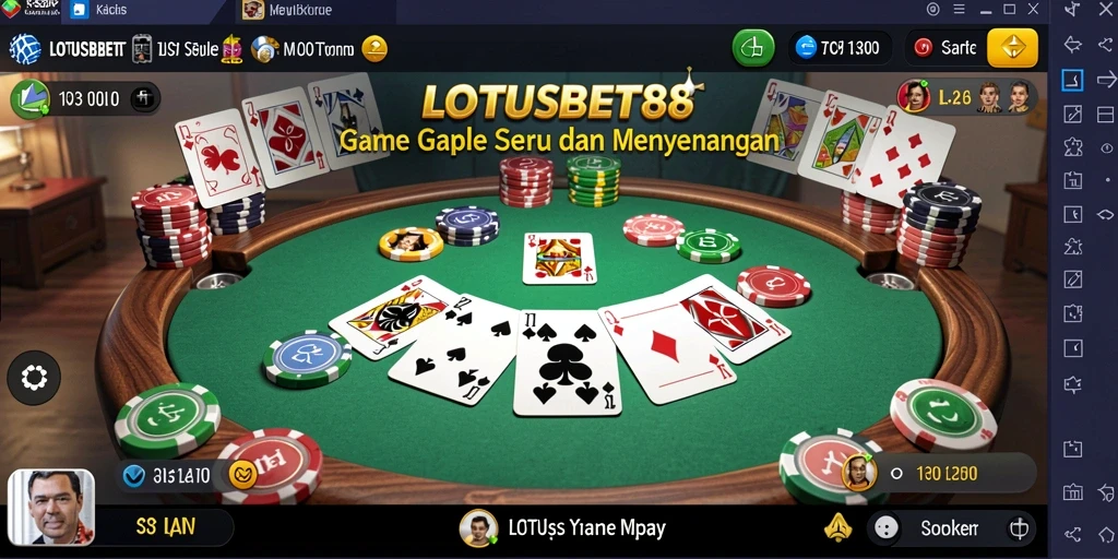 Tampilan menarik dari gameplay Gaple di LOTUSBET88.