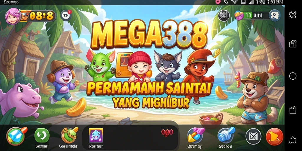 Tampilan gameplay santai di MEGA388 dengan grafis cerah.