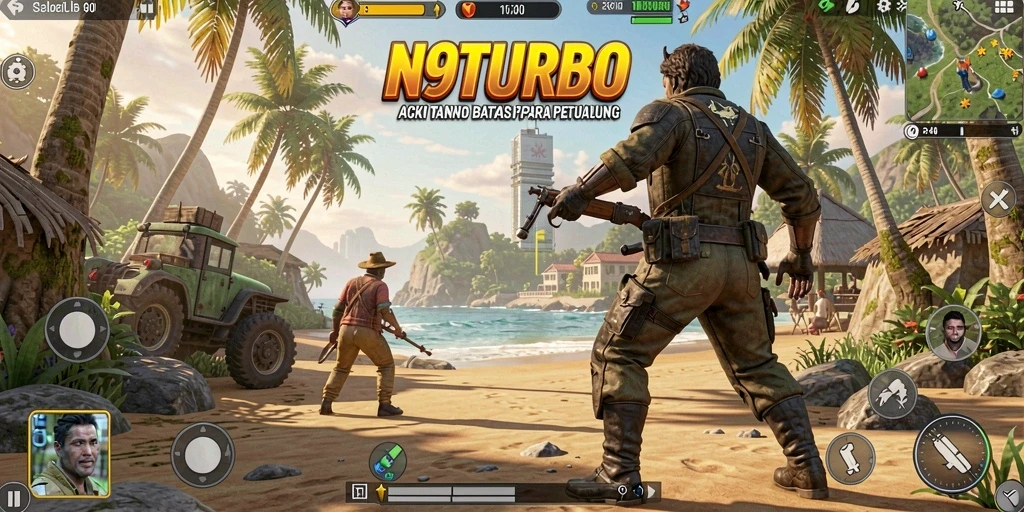 Tampilan gameplay N9TURBO dengan aksi yang mendebarkan.