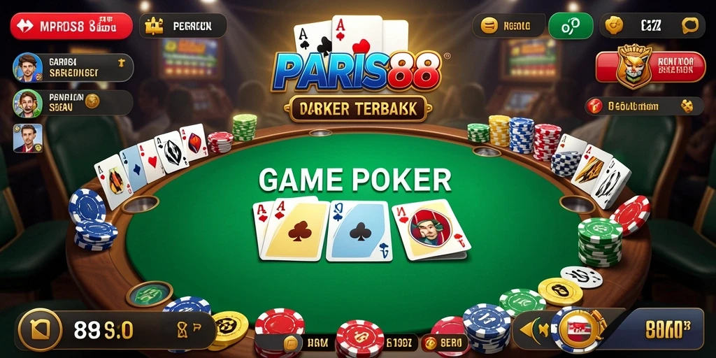 Screenshot gameplay PARIS88 yang menunjukkan serunya permainan Poker.