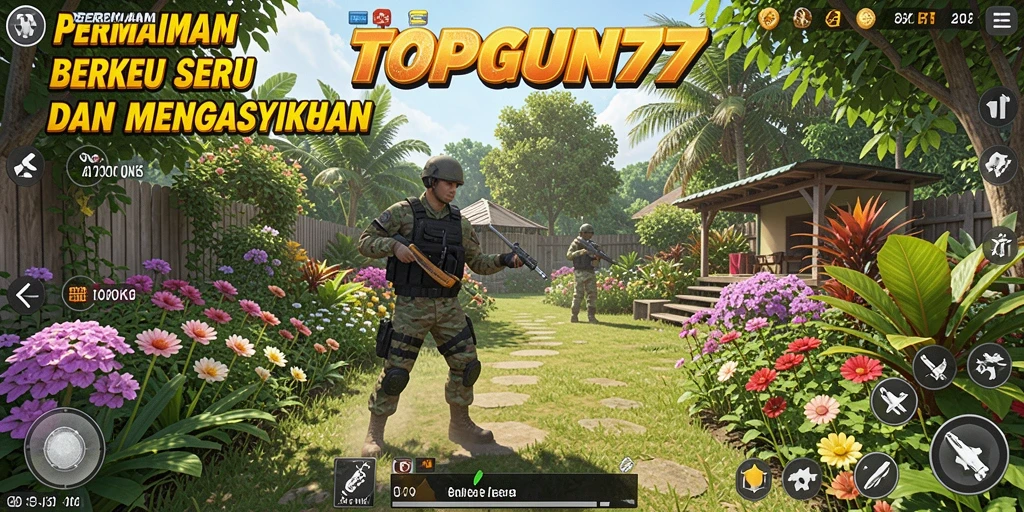 Screenshot gameplay menunjukkan keseruan bertani di TOPGUN77.