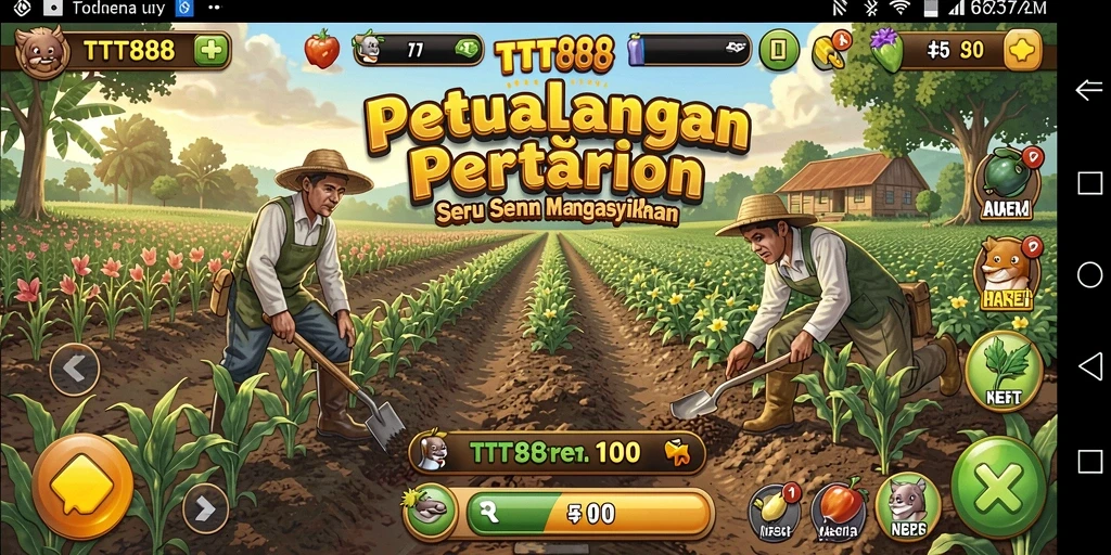 Screenshot gameplay TTT888 menampilkan kegiatan bertani yang seru dan interaktif.