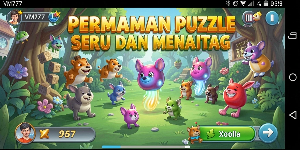 Tampilan gameplay VM777 yang menarik dan penuh warna.